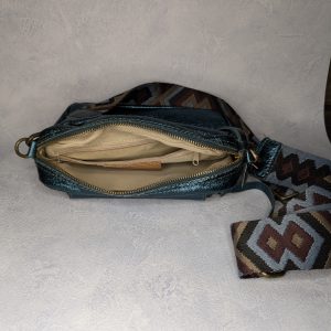 Sac en Cuir avec bandoulière Turquoise – Image 2