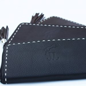 Porte feuille en cuir Grainé brun – Image 4
