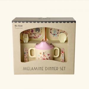 Set vaisselle bébé rose cirque fun fair rose rice