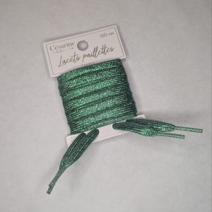 Lacets paillettes vert – Image 2